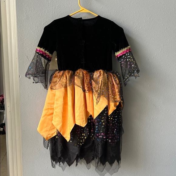 Kids Witch Costume with Hat - Black and Orange - Picture 4 of 5